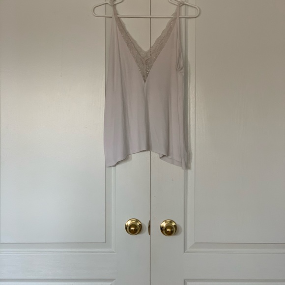 White lace deep v neck tank top - Picture 1 of 5